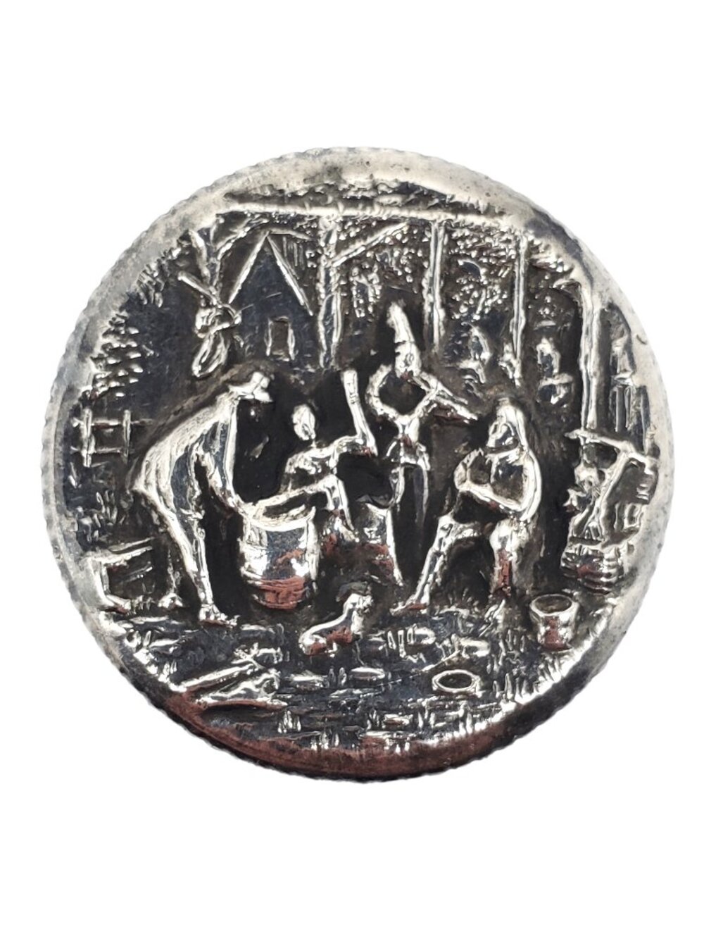 Danish Sterling Silver Scenic Pill Box #24420